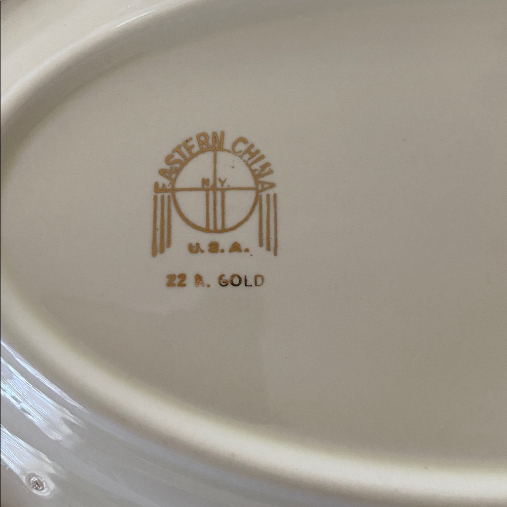 Citro Vintage-Inspired Cream and Brown Decorative Serving Bowl and Platter Set - Picture 6 of 6